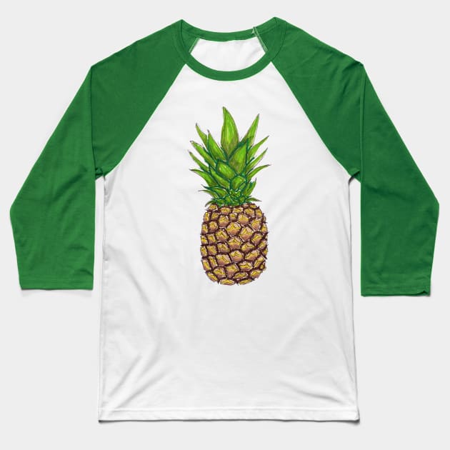 Pineapple Drawing Baseball T-Shirt by HaleiwaNorthShoreSign